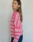 Right This Way Cardigan - Rose Stripe