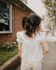 Puff Sleeve Babydoll Top- White