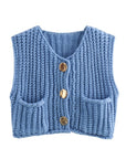 Chunky Knit Vest- Blue
