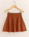 Knit Pleated Skirt- Brown