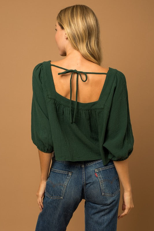 Square Neck Top- Green