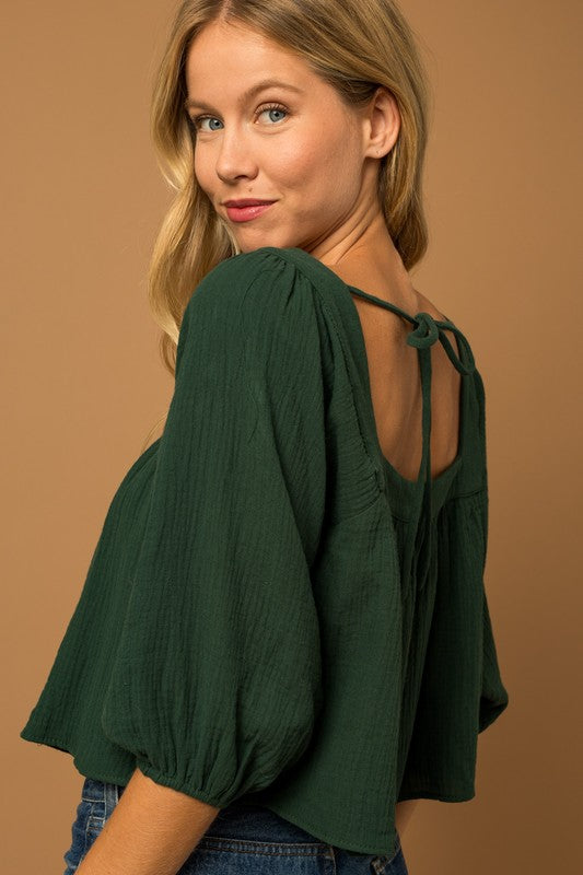 Square Neck Top- Green