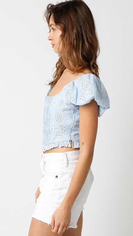 Eyelet Puff Sleeve Top