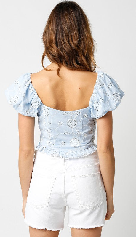 Eyelet Puff Sleeve Top