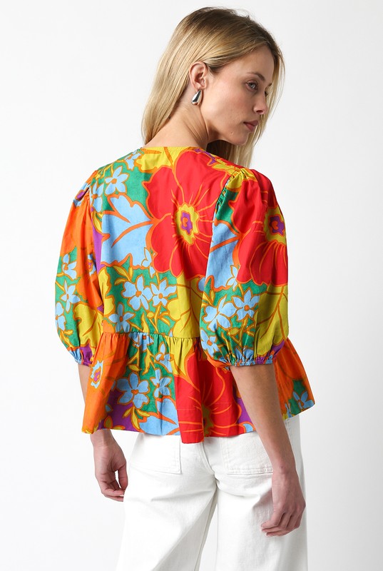 Multi Color Tie Front Top