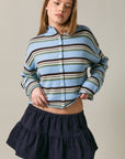 Rolled Hem Striped Cardigan