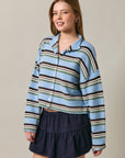 Rolled Hem Striped Cardigan