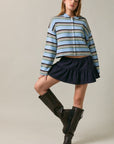Rolled Hem Striped Cardigan