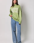 "matcha" Mock Neck Sweatshirt