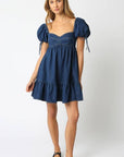 Denim Baby Doll Dress: Denim / S