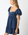 Denim Baby Doll Dress: Denim / S