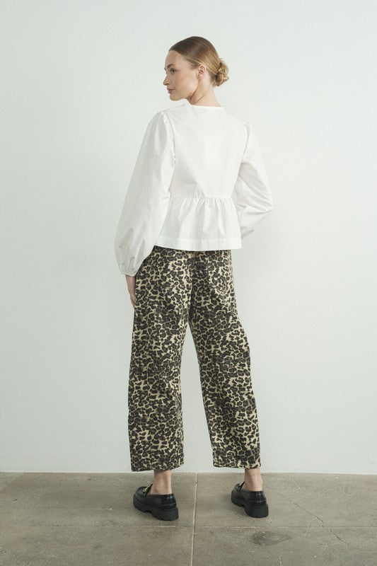Long Sleeve Tie Front Top- White