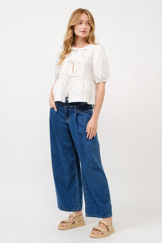 Maxwell Tie Front Top- White