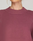 Knit Side Slit Sweater- Mulled Wine