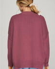 Knit Side Slit Sweater- Mulled Wine