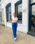 Shoreline Linen Pants- Cobalt