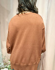 Side Slit Sweater- Brown