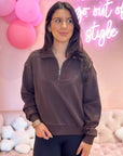 Soft Half Zip Pullover- Chocolate