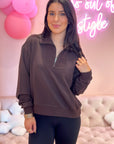 Soft Half Zip Pullover- Chocolate