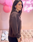Soft Half Zip Pullover- Chocolate