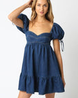 Denim Baby Doll Dress: Denim / S