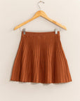 Knit Pleated Skirt- Brown