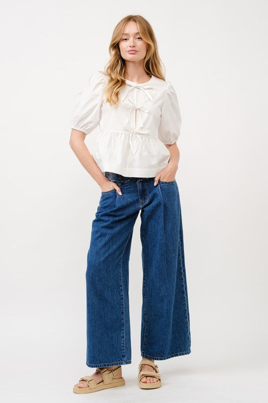Maxwell Tie Front Top- White