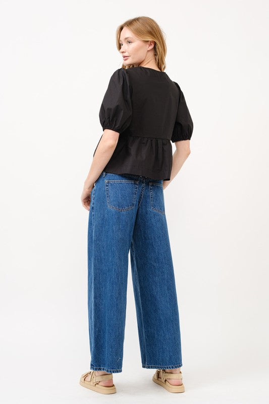 Maxwell Tie Front Top- Black