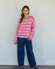 Right This Way Cardigan - Rose Stripe